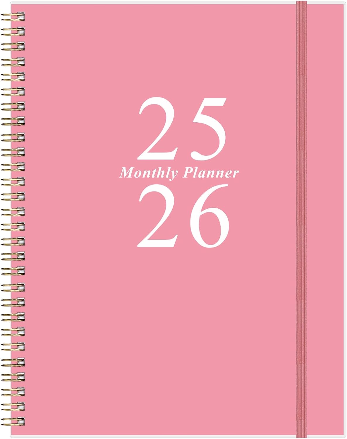 2025-2026 Monthly Planner - 18 Monthly Calendar, July 2025 - December 2026, Two Pages Per Month, 9" x11" Planner with Tabs, Strong Twin-Wire Binding, Inner Pocket, Pink
