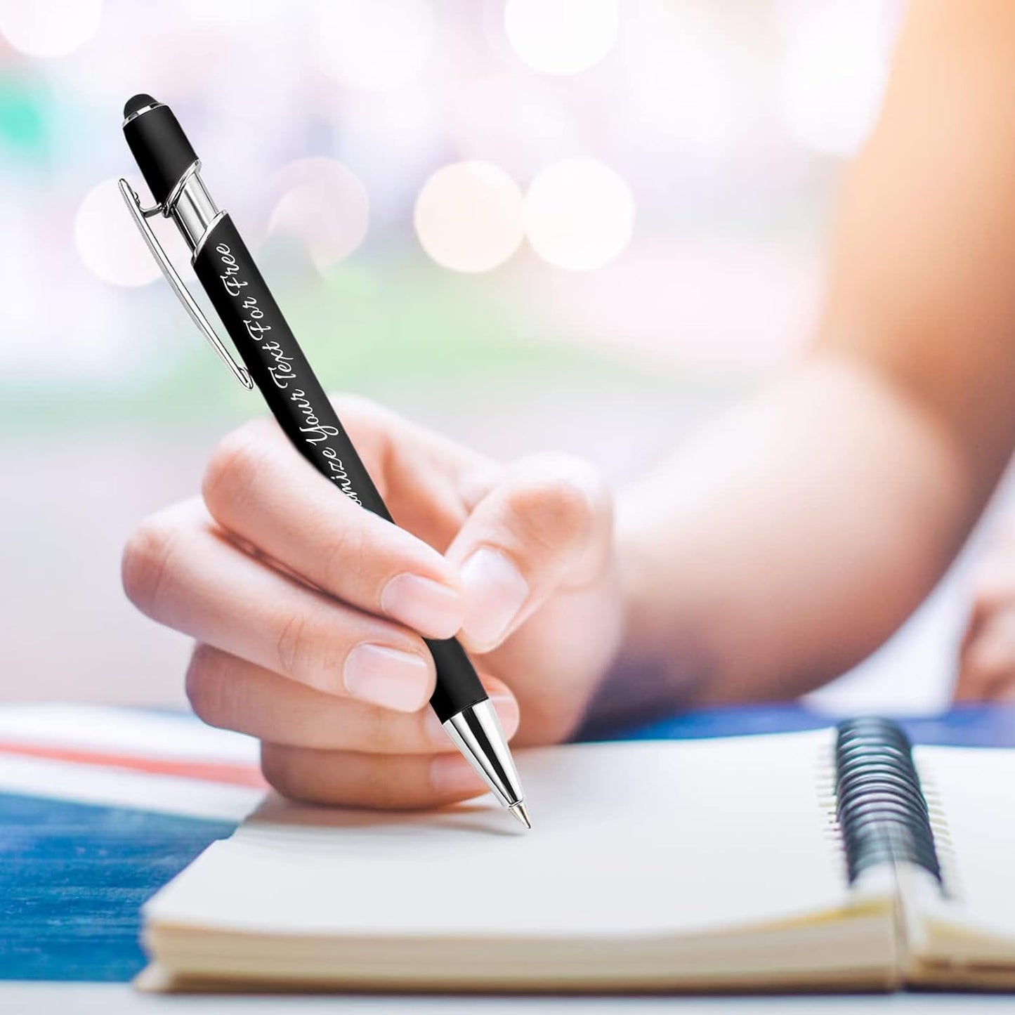 Max 500 Pcs Personalized Pens Bulk, Custom Pens with Free Engraving, Customized Stylus Tip Ballpoint Pen with Your Name Massage Text for School Office Business Graduation Anniversaries-100 Packs