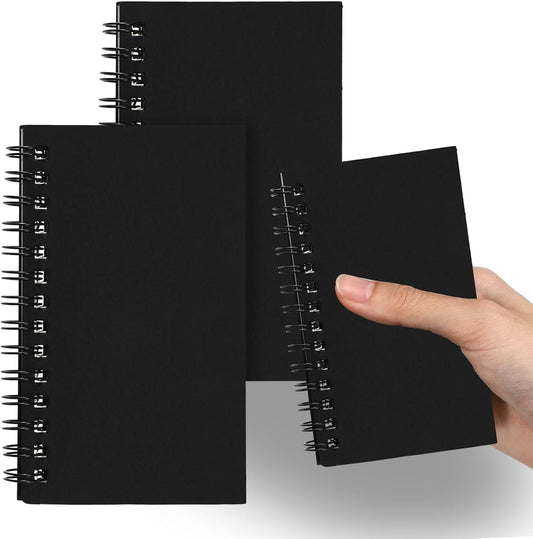Jutom 2 Pcs Small Spiral Notebooks Memo Pads 3x5 Bulk Small Pocket Notebooks Mini Notepads with Lined Pages Mini Journals for Office Back to School Work Writing Supplies, 120 Pages (Black)