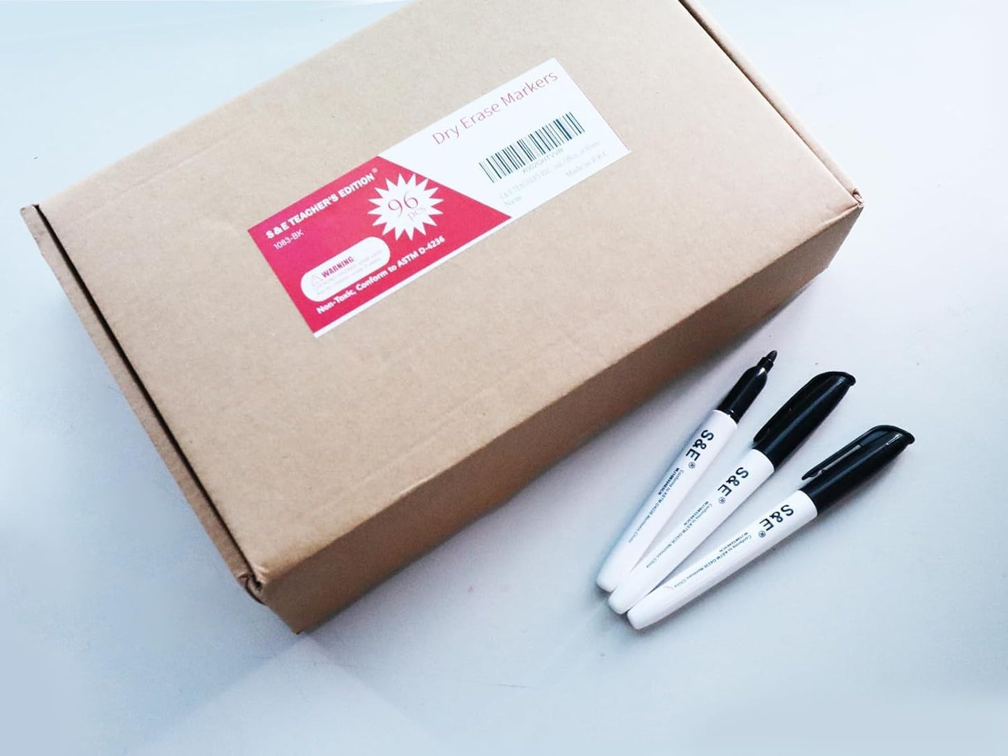 S & E TEACHER'S EDITION 96 Pcs Dry Erase Markers, Black with Low-Odor Ink, Black Whiteboard Markers for School, Office, or Home