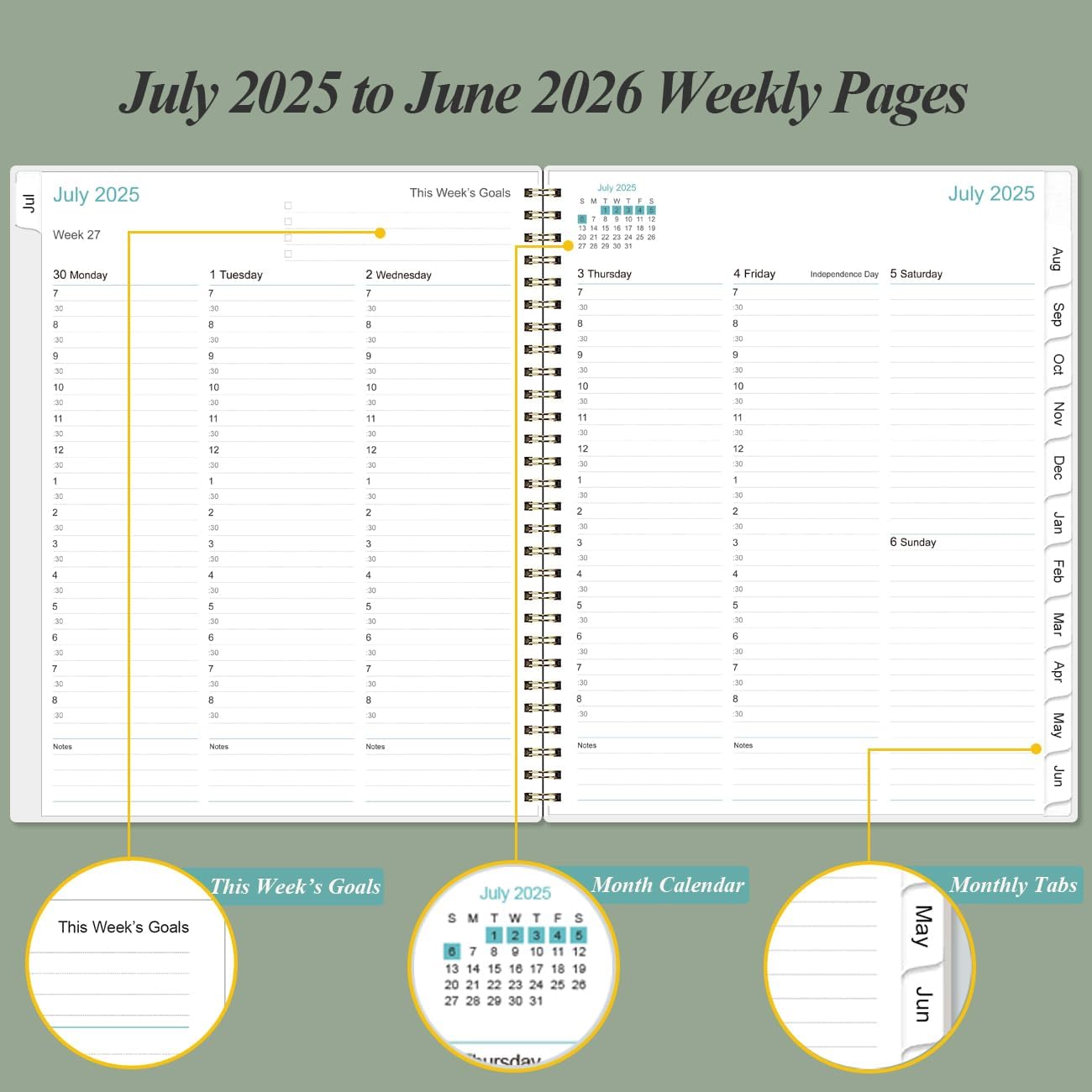 2025-2026 Appointment Book & Planner - 8.5" x 11" Daily Hourly Planner 2025 from July 2025 - June 2026, Weekly Appointment Book with 30-Minute Interval, Teal
