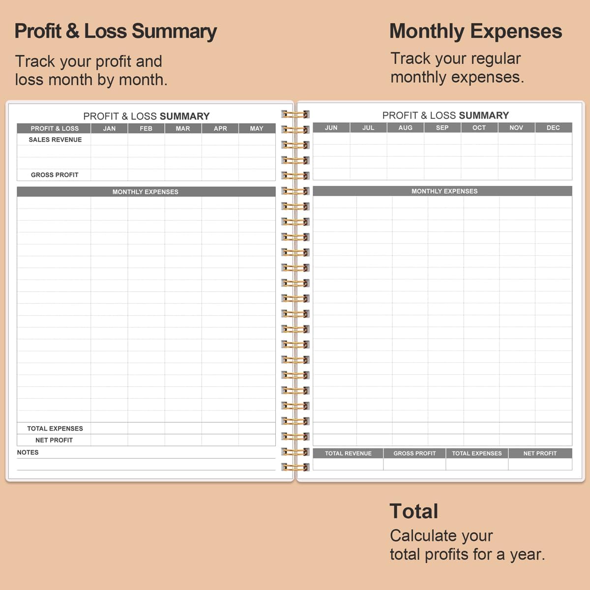 Heveboik Income & Expense Log Book - A4 Income and Expense Tracker for Small Business, Accounting Bookkeeping Tracking for Woman and Man, 8" x 10.5", Rose Leaf