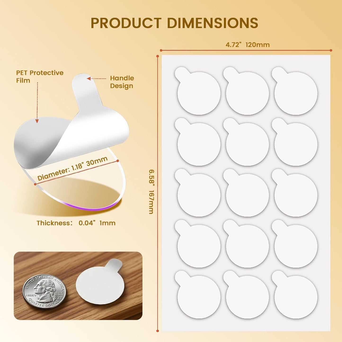 150Pcs Double Sided Adhesive Dots, Removable Clear Dots Sticky Tack, Waterproof No Trace Dots Adhesive Putty for Wall Hanging Crafts, Balloons Party Decorations Poster Picture Festival Decoration 30mm