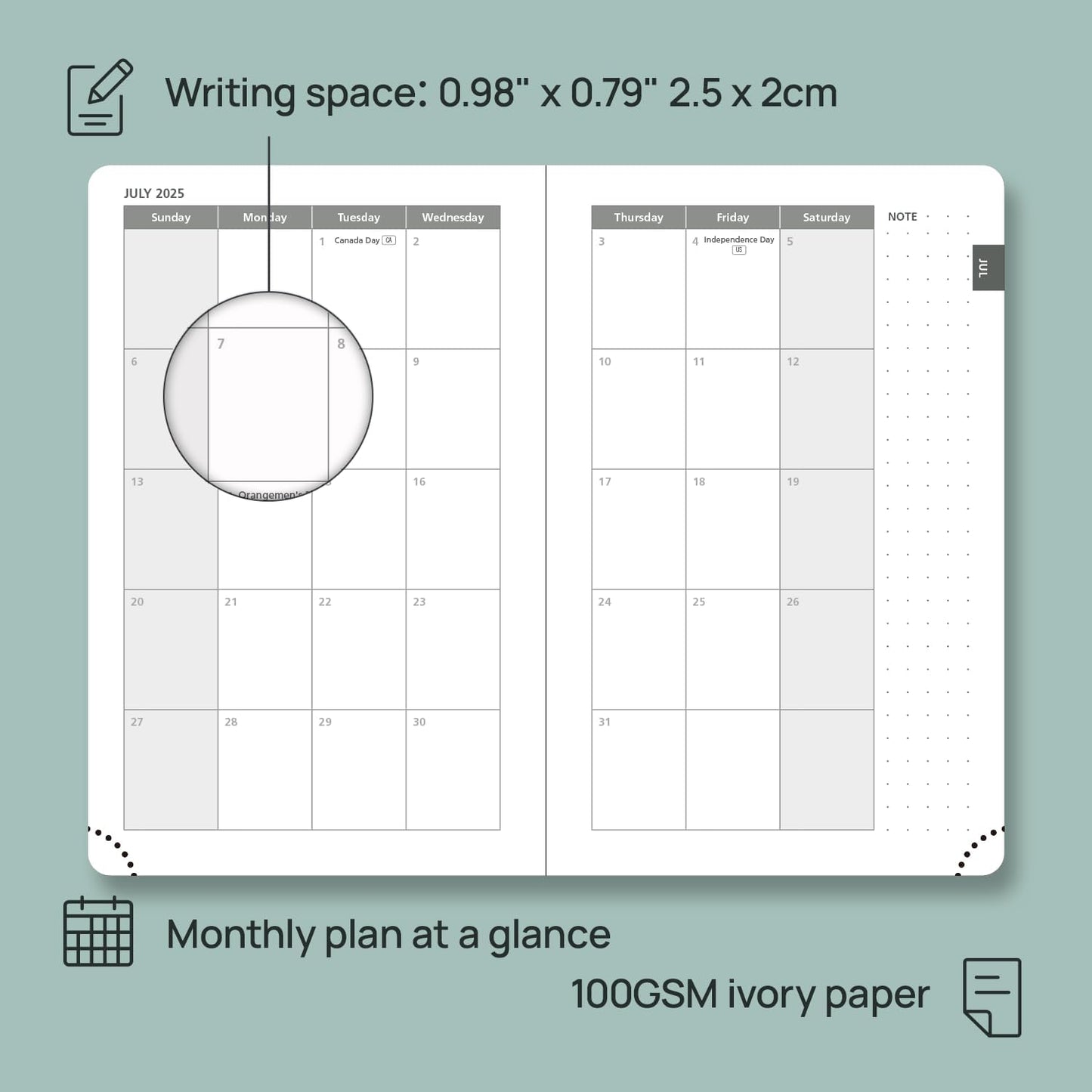 POPRUN Pocket Planner 2025-2026, (Purse Size 4''x 6.25'' Hard Cover) Academic Year Calendar Daily Weekly and Monthly (July 25-June 26) with Hourly Time Slots, 100 GSM Paper - Black