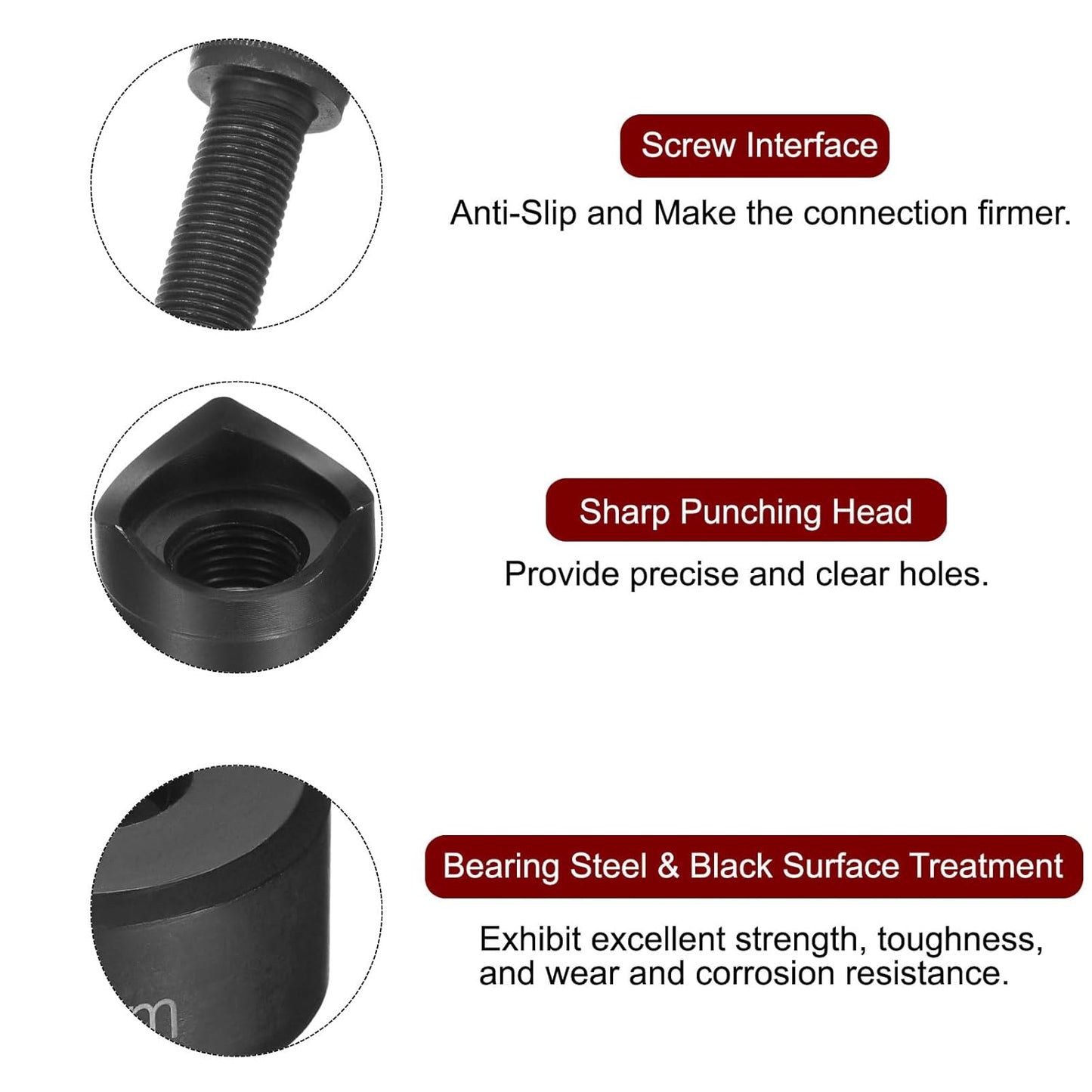 HARFINGTON Sheet Metal Punch Hole Punch 21mm Bearing Steel Precise Cutting Manual Knockout Kit with External Hex Shank for Metal Steel Plate Sink Stainless Steel, Black