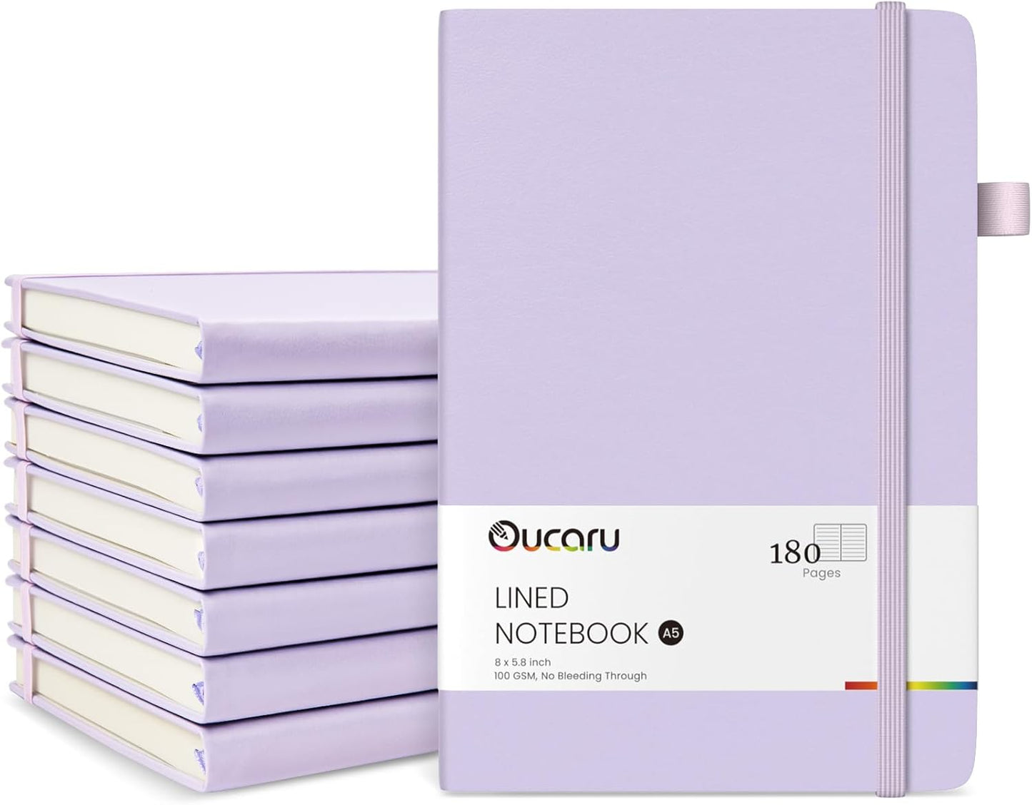 Oucaru Lined Journal Notebook, 8 Pack, 180 Pages, A5 Journals for Writing, 100 GSM Thick Paper, Small Notebooks Daily Journal for Women Men Work, Business, School, Travel Supplies