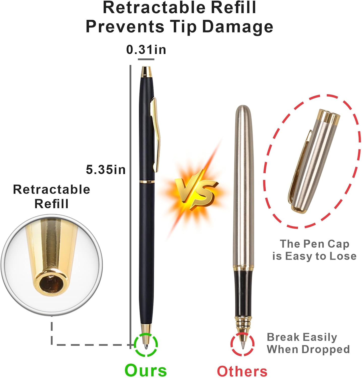 Cambond Black Pens Ballpoint Pens - Black Ink Bulk 1.0 mm Medium Point Smooth Writing Office Pens for Men Women Police Uniform Office Business, 10 Pack (Black)