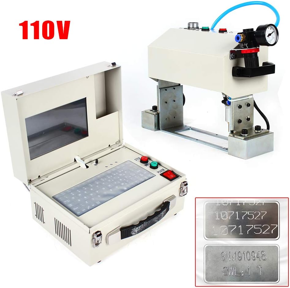Gdrasuya10 0.1-1mm Depth Pneumatic Dot Peen Marking Machine Metal Marking Machine, Screen Touch Metal Engraving Machine Chassis Number VIN Code Marking Printing Area 140 x 40mm