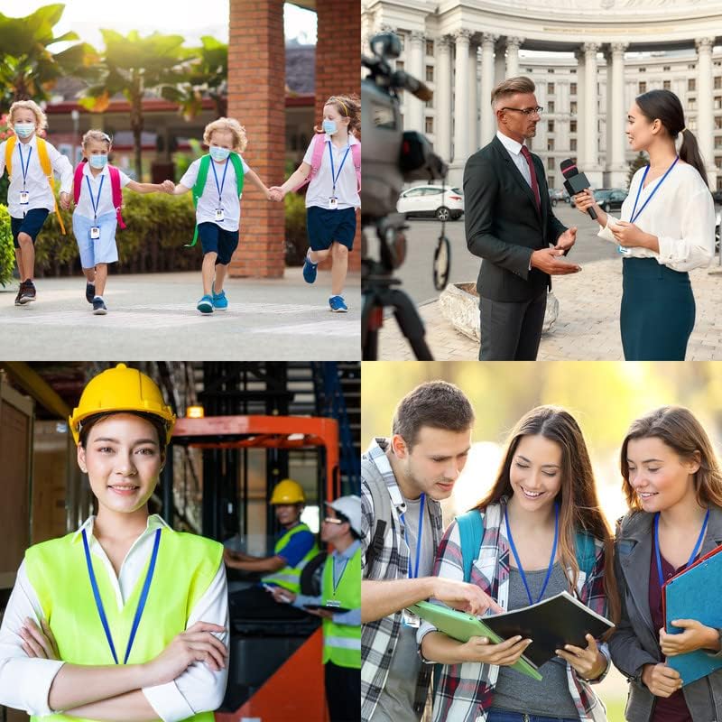 100-Pack Blue Lanyards for ID Badges with Swivel J-Hooks - Versatile Neck Lanyard for Keys, Card Holders, Whistles, and More - Ideal for Offices, Teachers, Kids, and Cruise Ship Cards