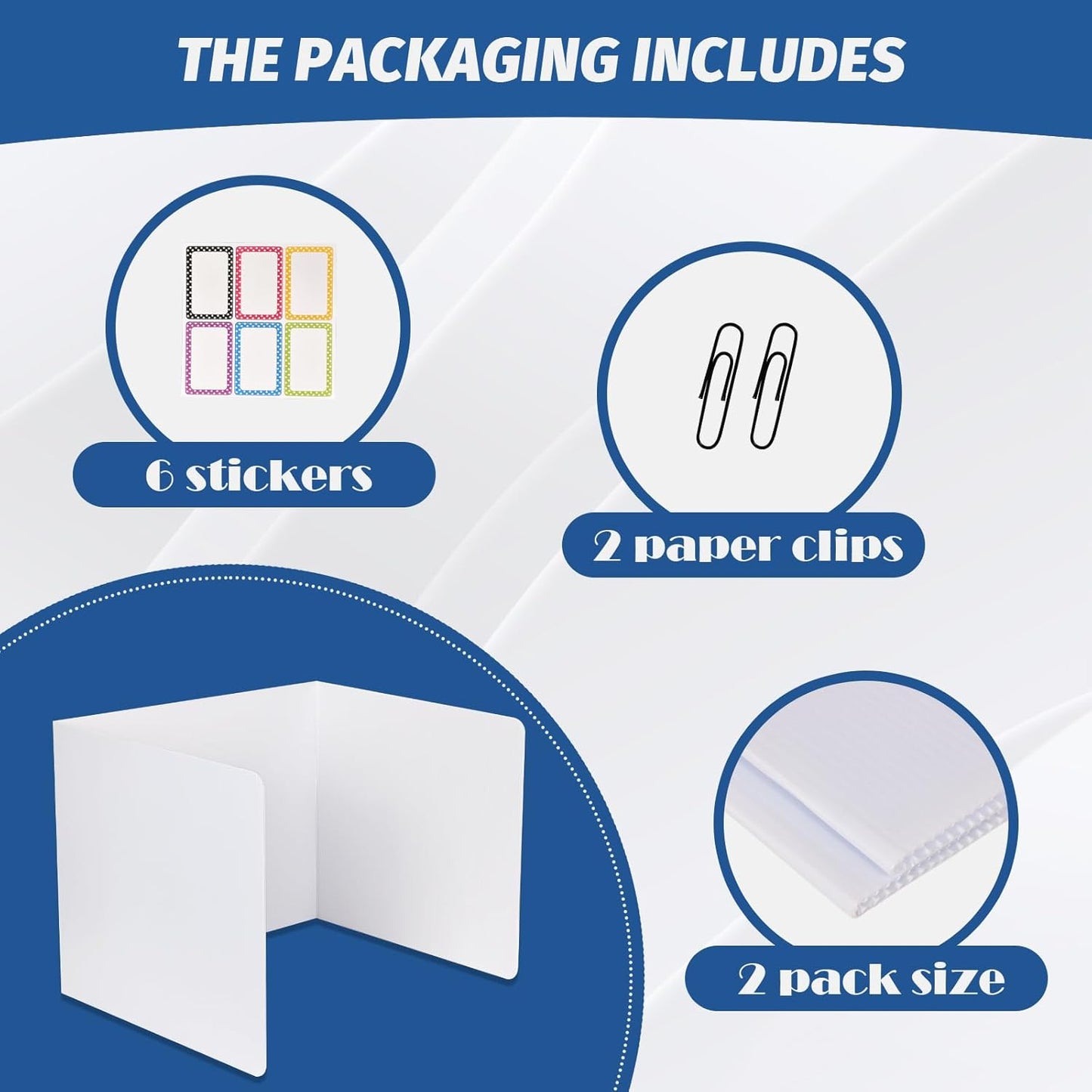 2 Pack Desk Dividers for Students,3-Fold Privacy Screens,Testing Dividers for Classroom Waterproof,Plastic Easy Clean Privacy Shields for Student Includes Extra Labels