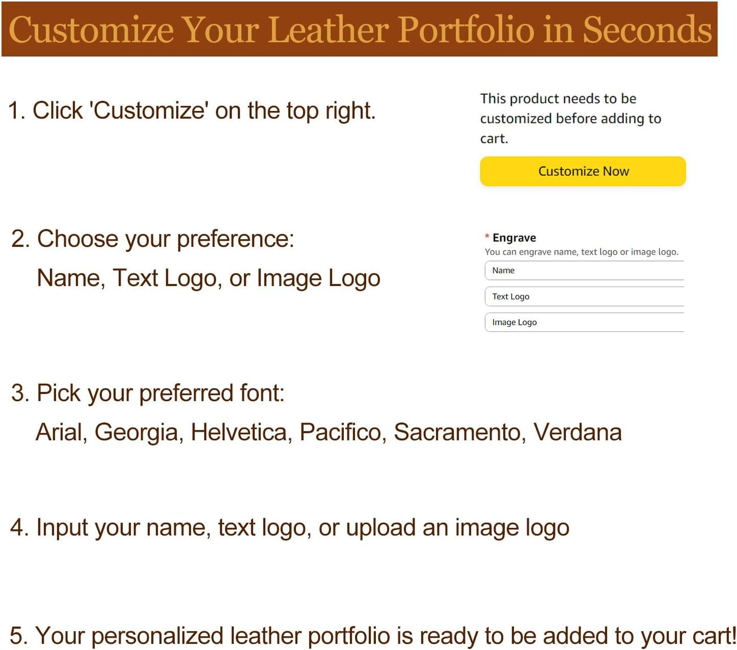 Personalized Genuine Leather Portfolio for Women and Men, Custom Engraved 8.5 x 11 Legal Padfolio, Zippered Notebook Laptop Organizer, Business Executive Folio for Work, Brown, Oil Tanned