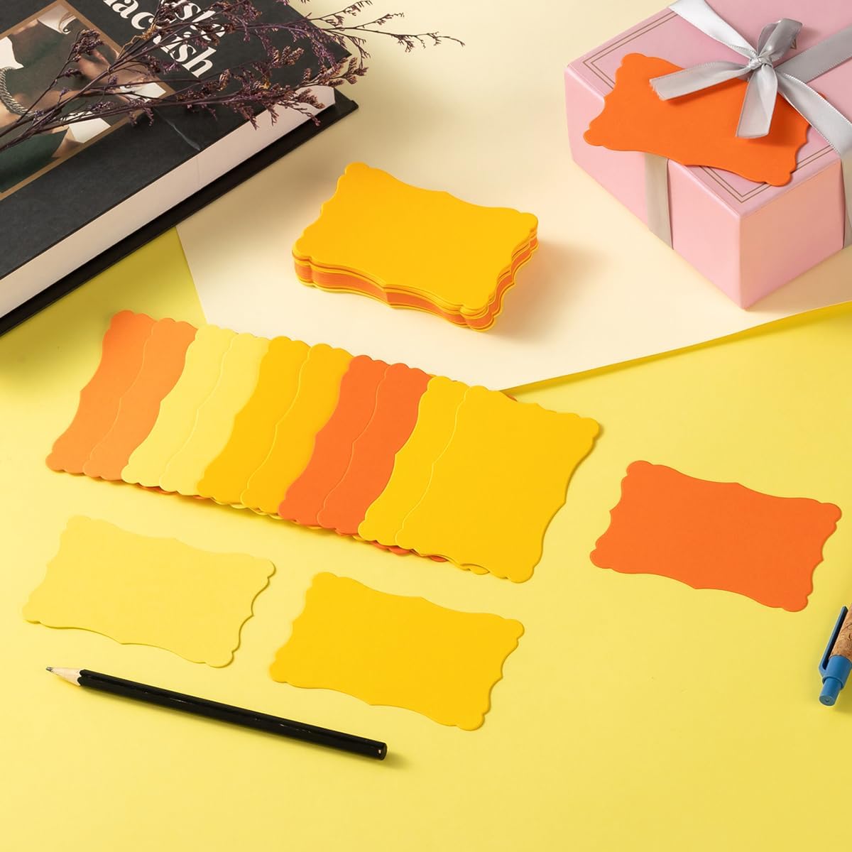 120 Pieces Small Mini Business Cards Vintage Assorted Colors Blank Note Gift for Business Cards, Gift (5 Yellow)