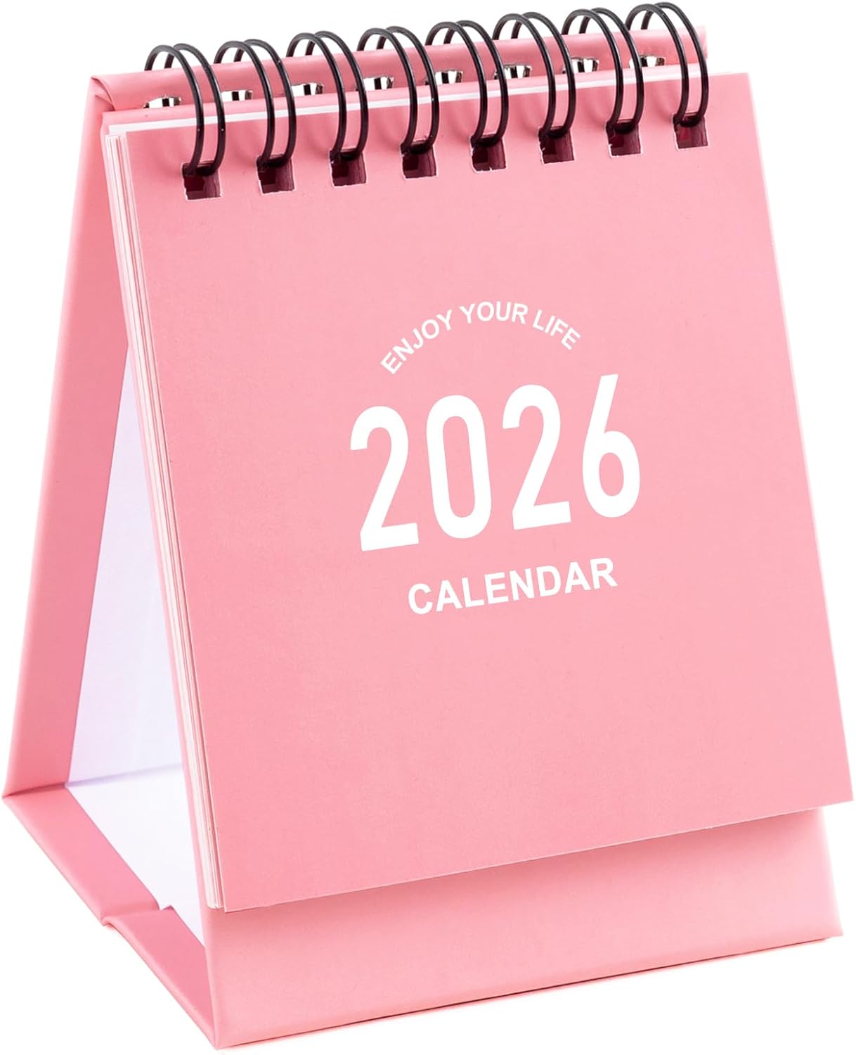 Mini Desk Calendar 2025-2026 - July 2025 to Dec 2026 Small Desktop Calendar Mini Daily Schedule Thick Paper Twin-Wire Binding with Stickers for Home Office School (Mini Pink)