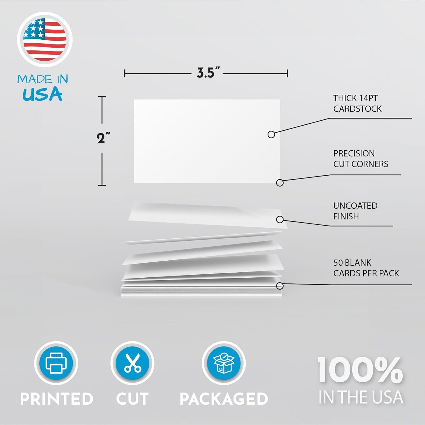 Home Advantage 3.5x5 Blank Index Cards - 50 Pack of Heavy Duty Bleed Proof Note Cards & Flashcards