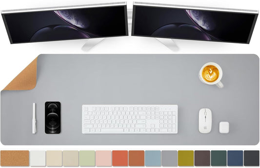 Large Cork Desk Mat - 47.2"x 17" Desk Pad for Office and Home - Ideal for Large Mouse Pad and Desk Mats on Top of Desks(Gray)