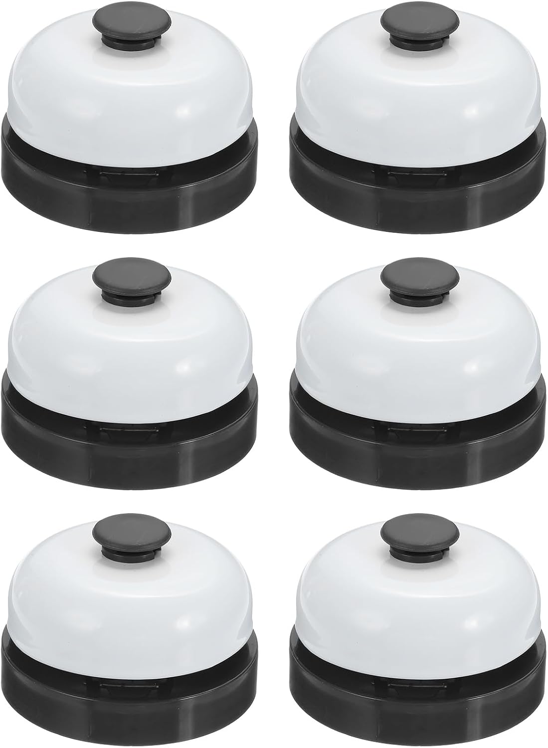 PATIKIL 6 Pcs Desk Call Bell 2.5" Dia with Metal Anti-Rust Construction Black/White