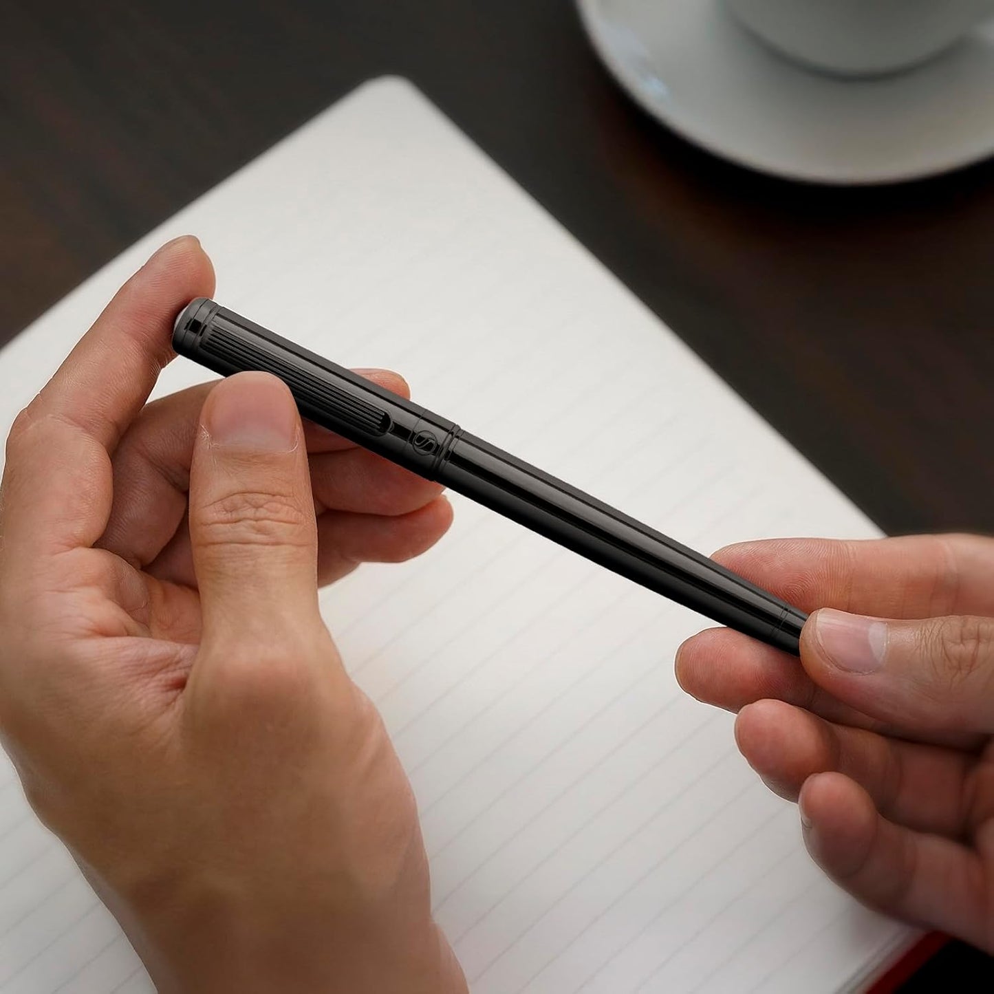 Scriveiner Gun-Metal Rollerball Pen - Stunning Luxury Pen, Schmidt Ink Refill, Best Roller Ball Gift Set for Men & Women, Professional, Executive Office, Nice Pens