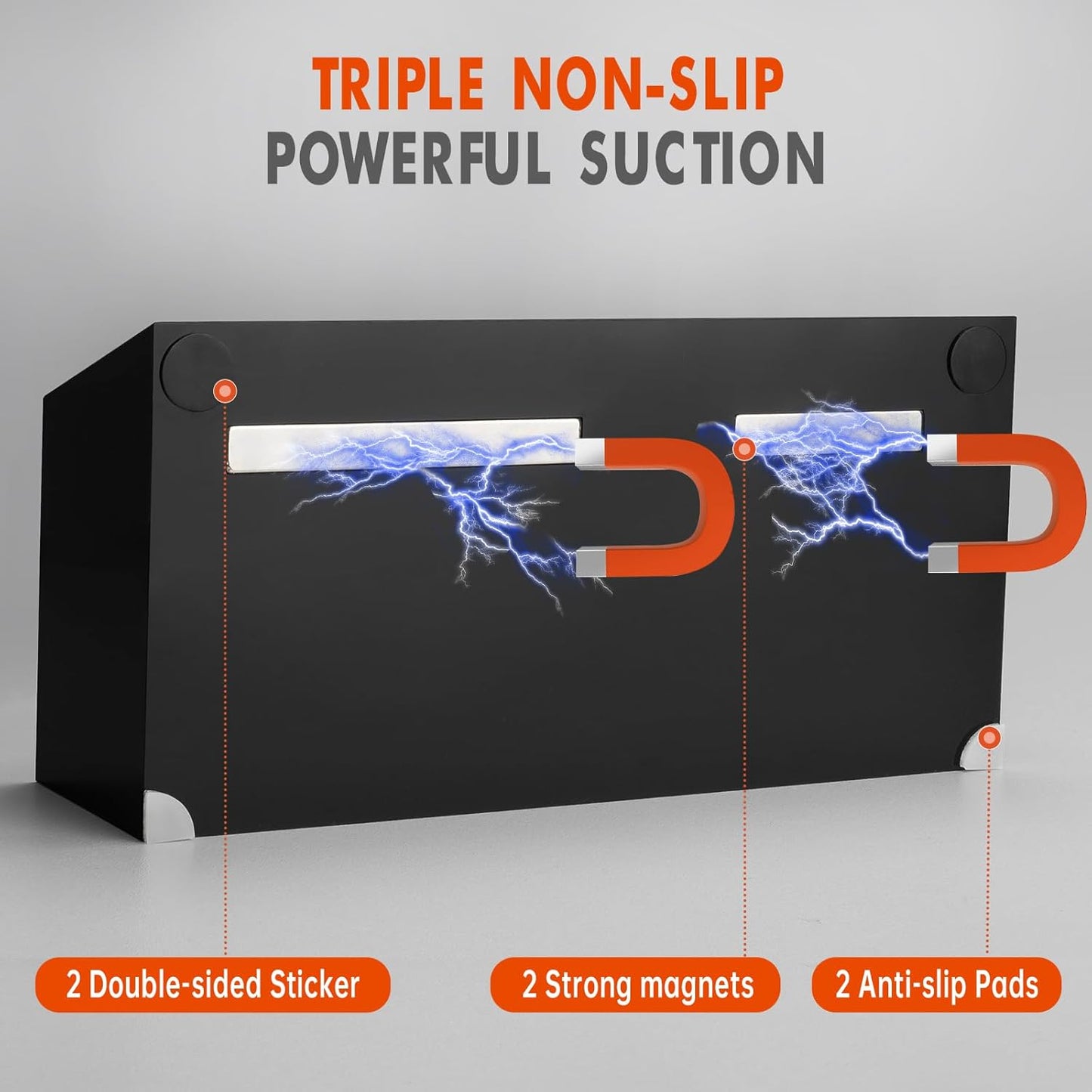 Magnetic Dry Erase Marker Holder, Acrylic Magnet Pen Holder for Whiteboard, Refrigerator, Magnetic Fridge Organizer for Office, Classroom, Whiteboard Maker Holder, Locker Organizer(Black)