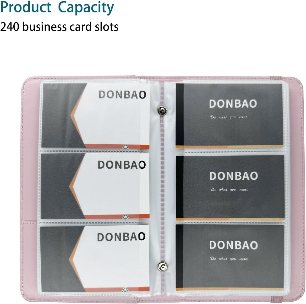 Leather Professional Business Card Holder Book Organizer, 240 Card Slots Capacity Booklet, Premium PU Name Cards Storage Folder with Soft Cover, Credit Card Binder Holder for Men/Women (Light Pink)