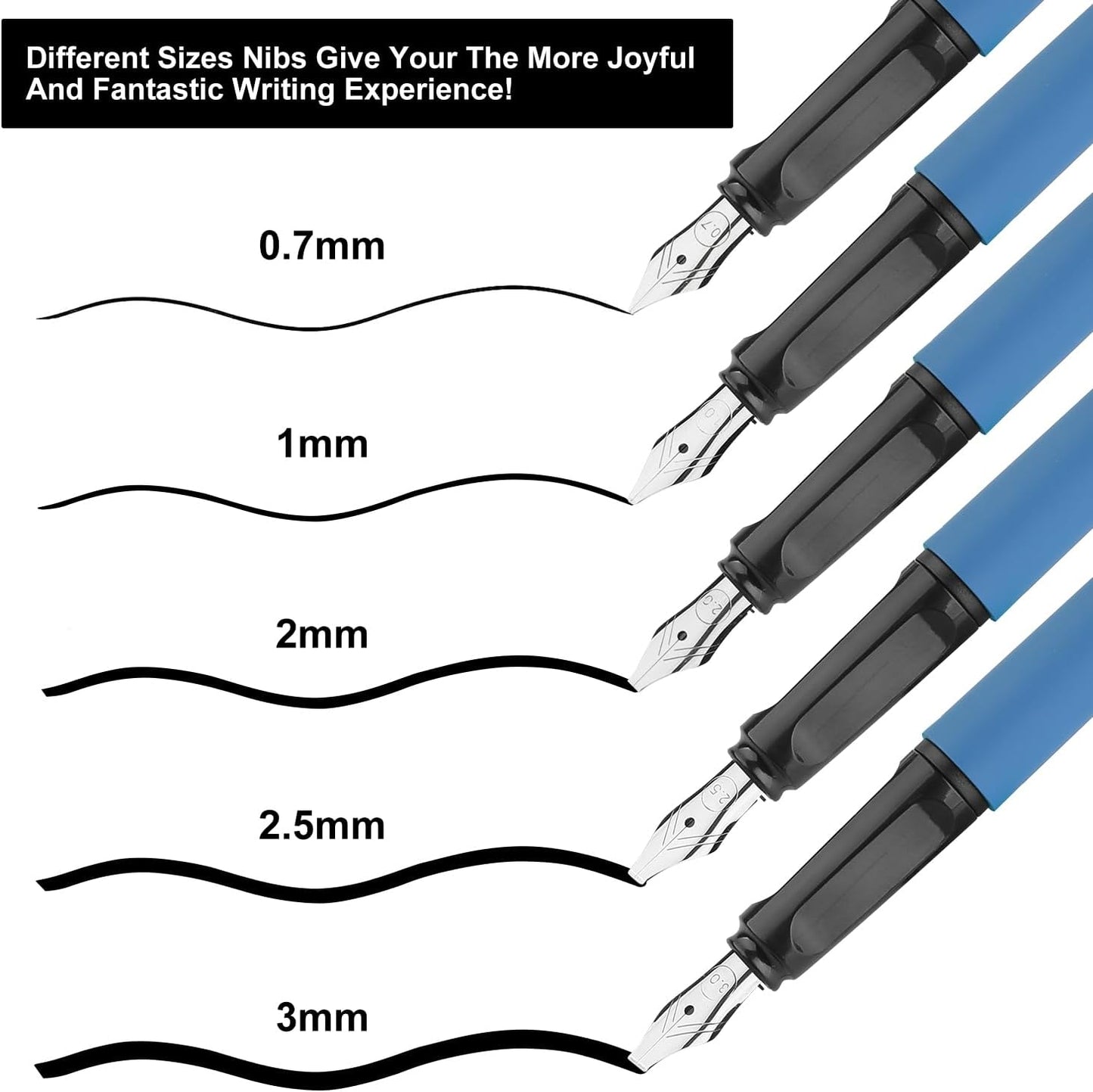 GC QUILL Calligraphy Fountain Pen Set - 5 Different Nibs and 18 Ink Cartridges, Calligraphy Set for Beginners - MU-20