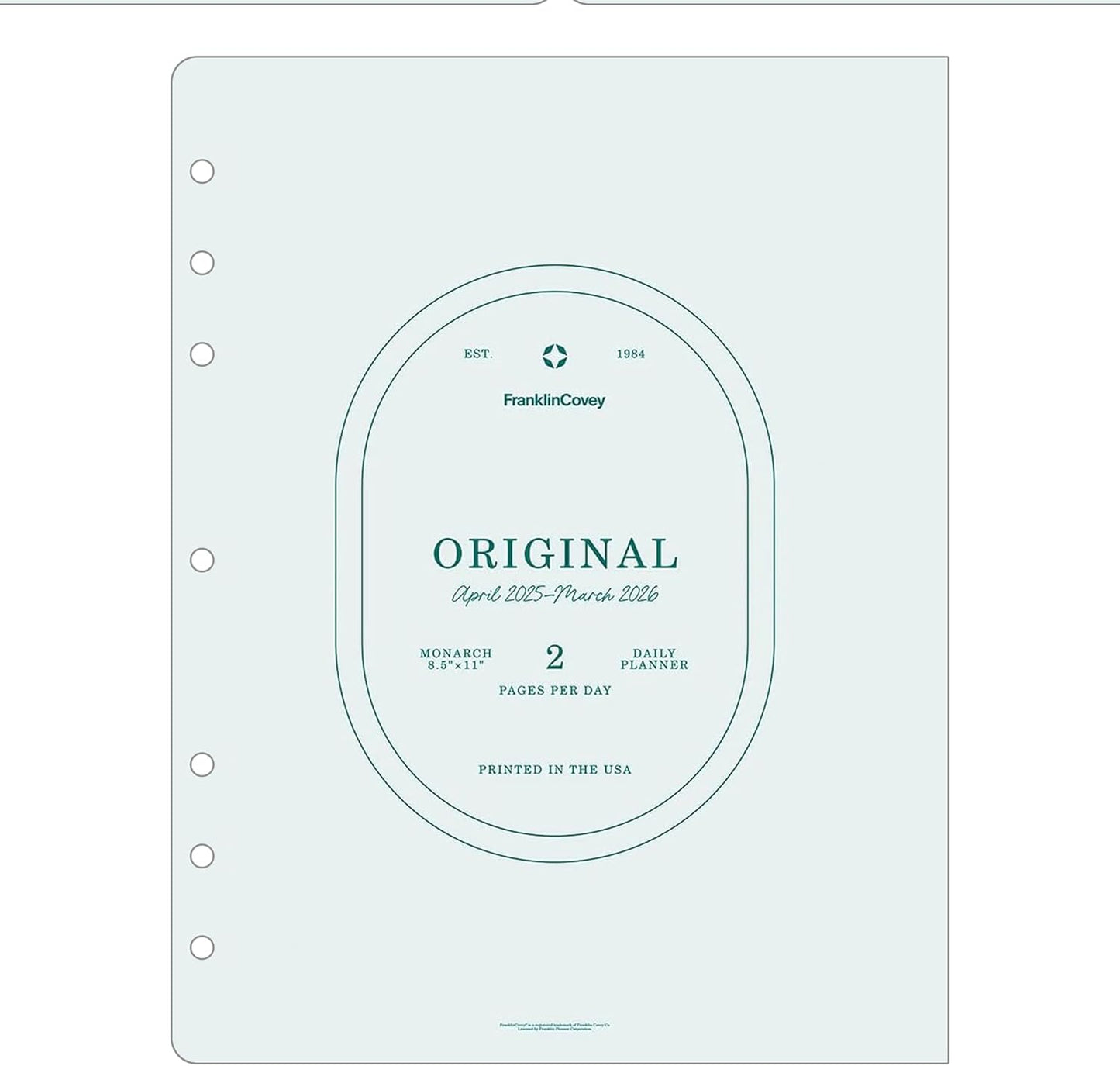 FranklinCovey - Original Two Page Per Day Ring-Bound Planner (Monarch, Apr 2025 - Mar 2026)