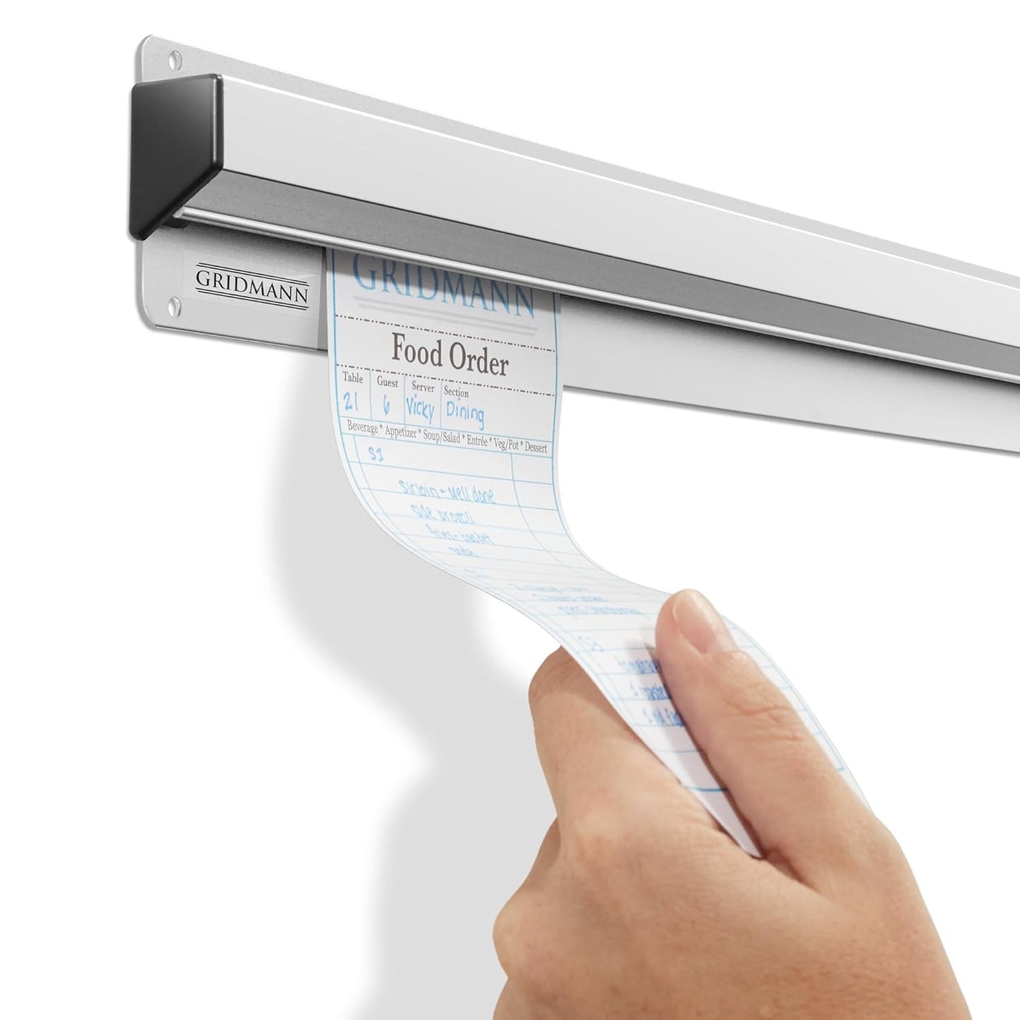 GRIDMANN 48-inch Slide Check Rack, Aluminum Restaurant Ticket Holder for Commercial Kitchen Food Orders