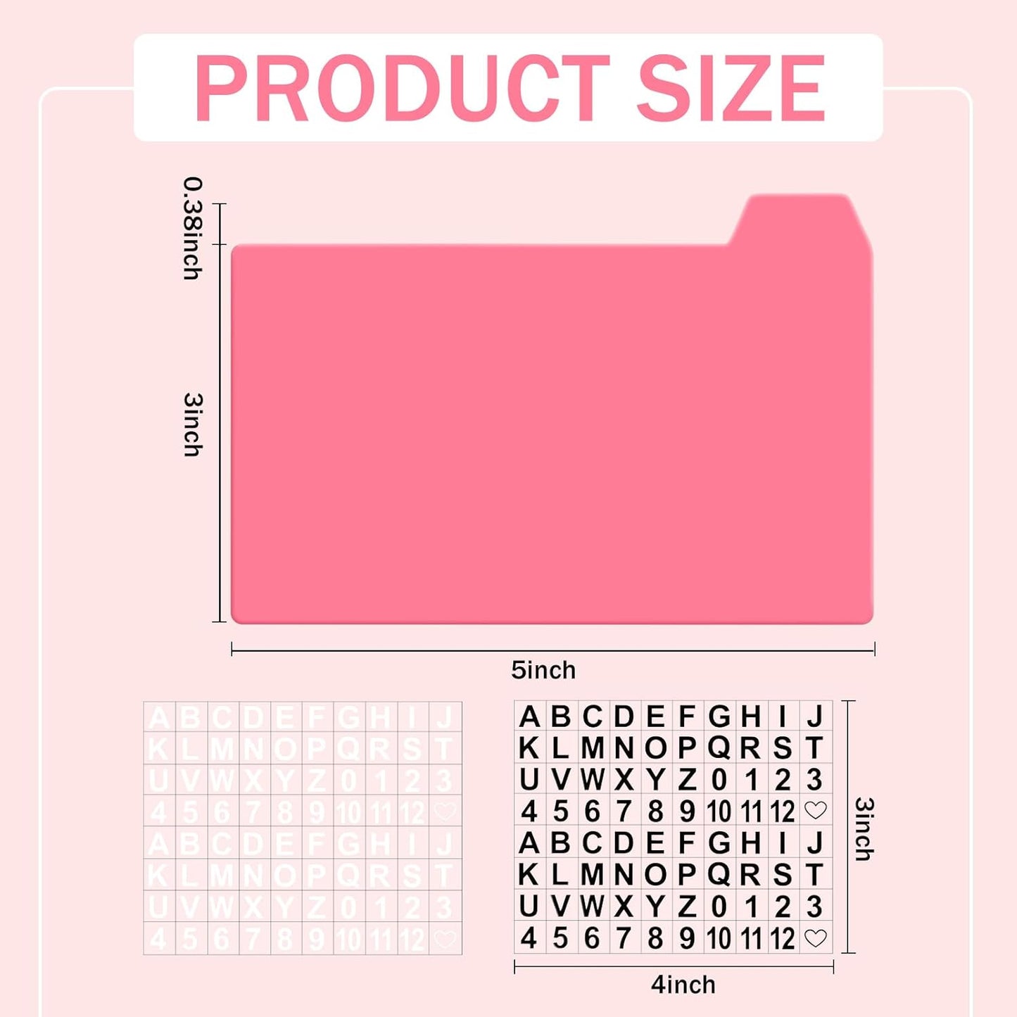 Harloon 52 Pcs Dry Erase Index Card Guide Set Include 50 Index Card Dividers 2 Number Alphabet Sticker with Tabs Photo Dividers for Office Business Back to School Supplies(3 x 5 Inch,Peachy)