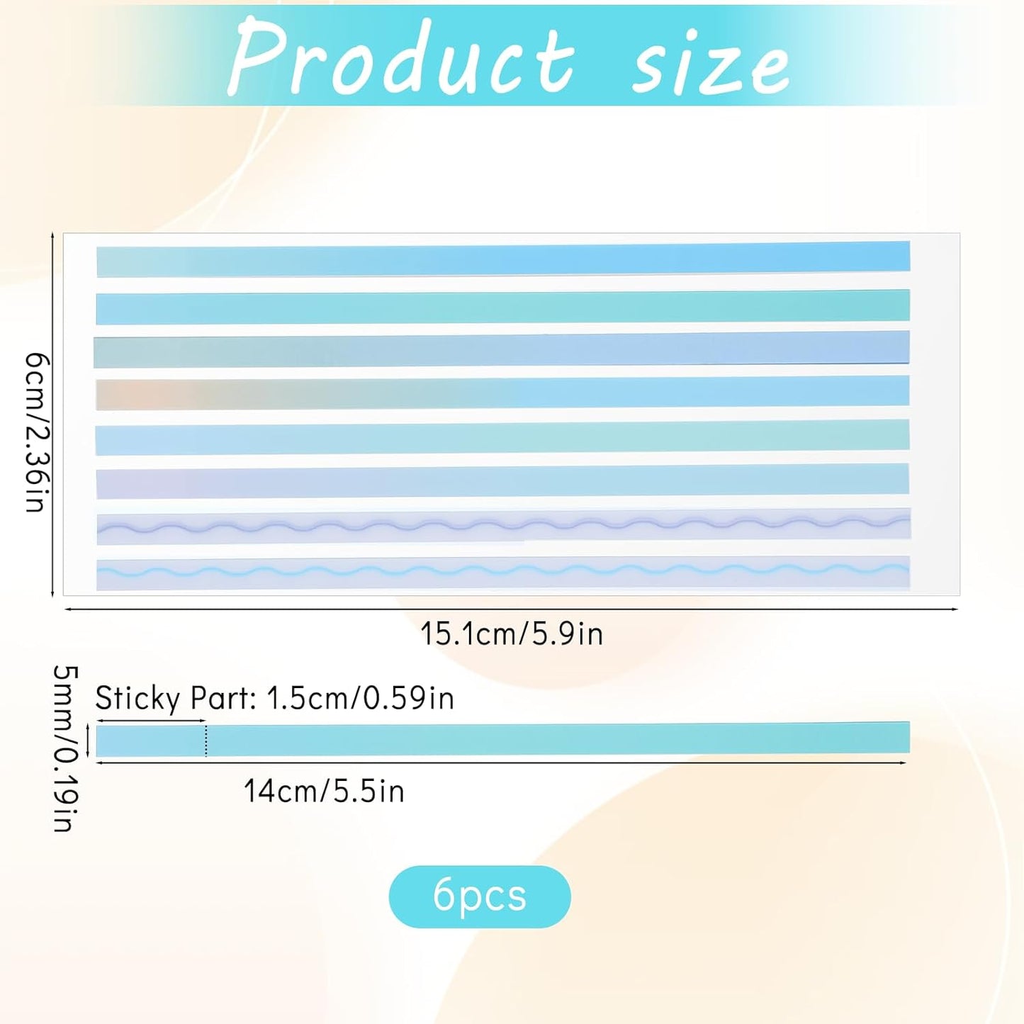 Transparent Highlighter Strips for Reading, Sticky Long Tabs 6 Sheet 960 Pcs Highlighter Tape Translucent Sticky Tabs Reusable Gradient Removable Tapes Tab for Long Page Notes Annotating Books