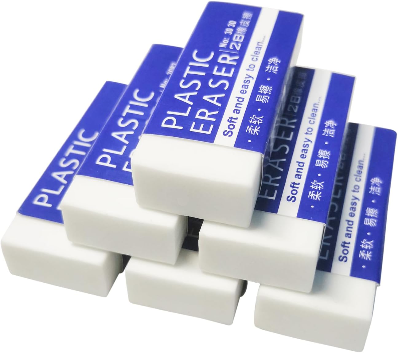 Dreamm White Erasers 6 Pack Pencil Erasers White Erasers for Kids Bulk for Students School Supplies Office Prize Gifts (White 6 Pcs)