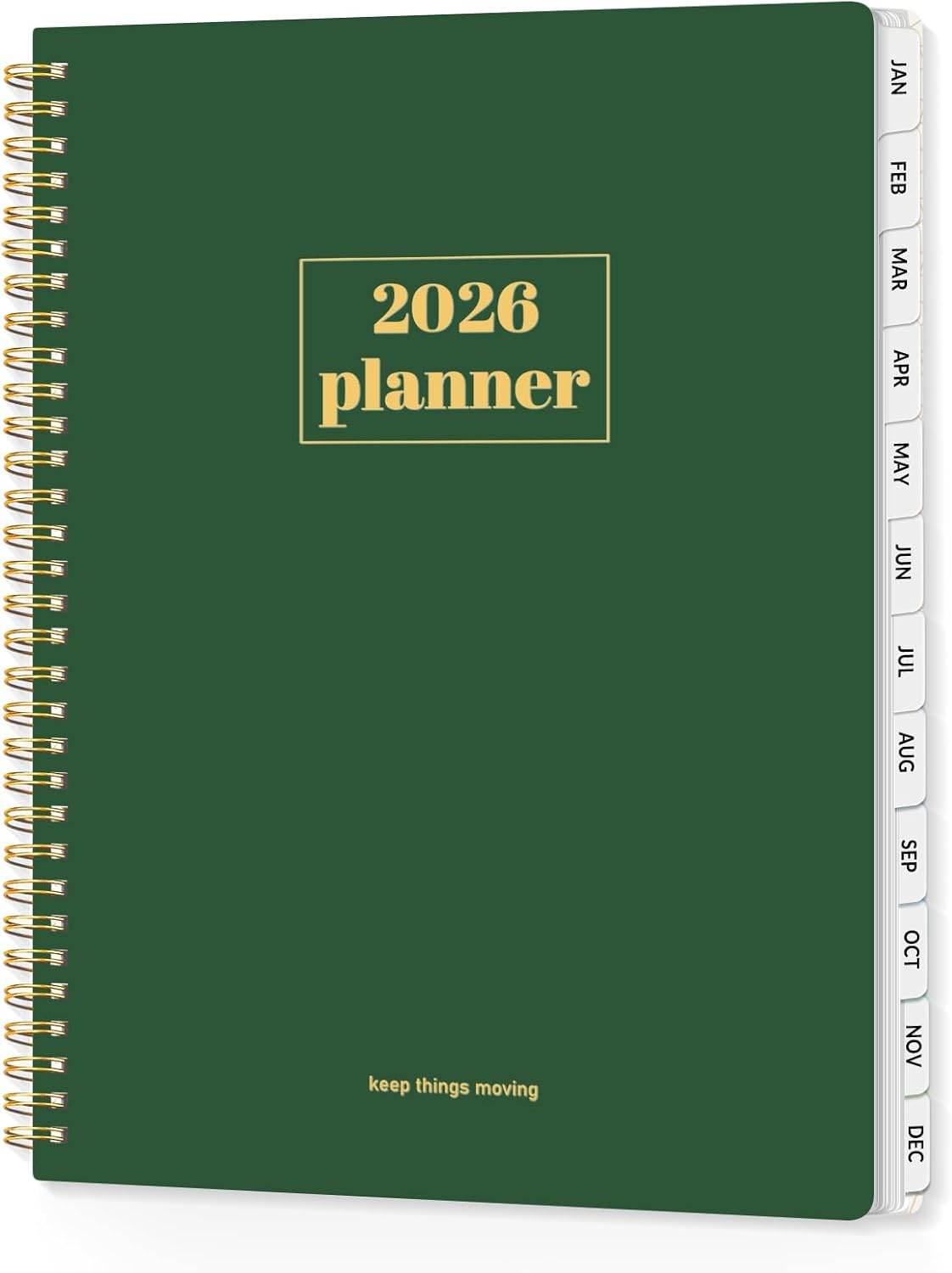 SUNEE Planner 2026 Weekly and Monthly, January 2026-December 2026, 8.5"x11", Tabs, Note Pages,Spiral Binding, Deep Green