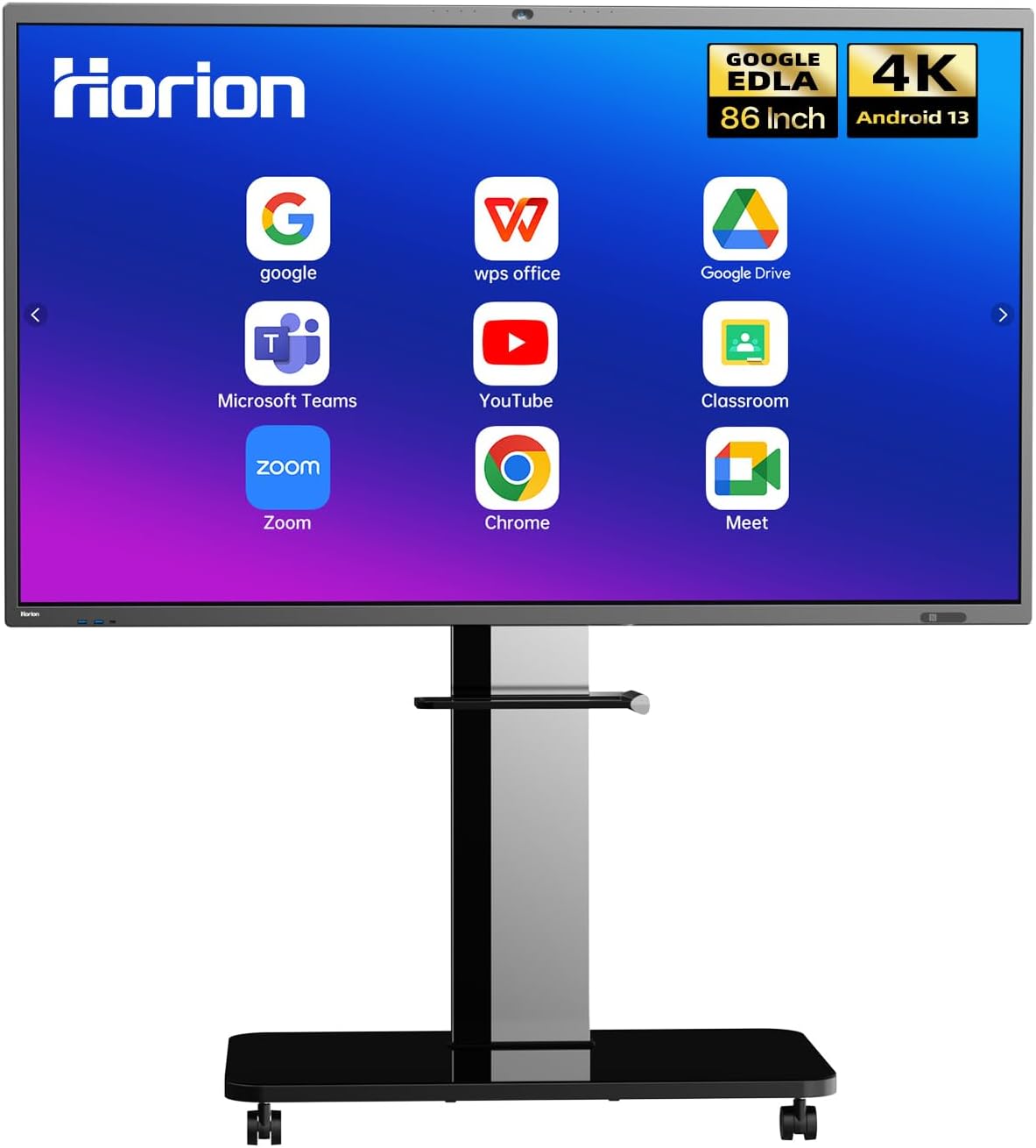 Horion Smart Board, 86" 4k Digital Whiteboard with 48MP Camera, Google EDLA-Certified Android 13 All in One 50-Point Multi-Touch Smart White Board for Office and Classroom (Board & Wall Mount Only)