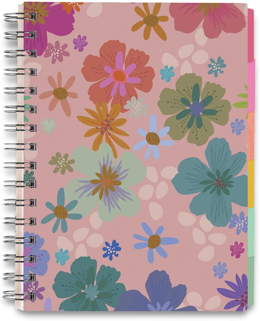 Inspired by Erin Condren A5 Undated Planner, Spiral Bound Daily & Weekly Planner with Monthly Tabs, Portable Organizer for Productivity, Goal Setting, Includes Sticker Sheets, Petal Party Design