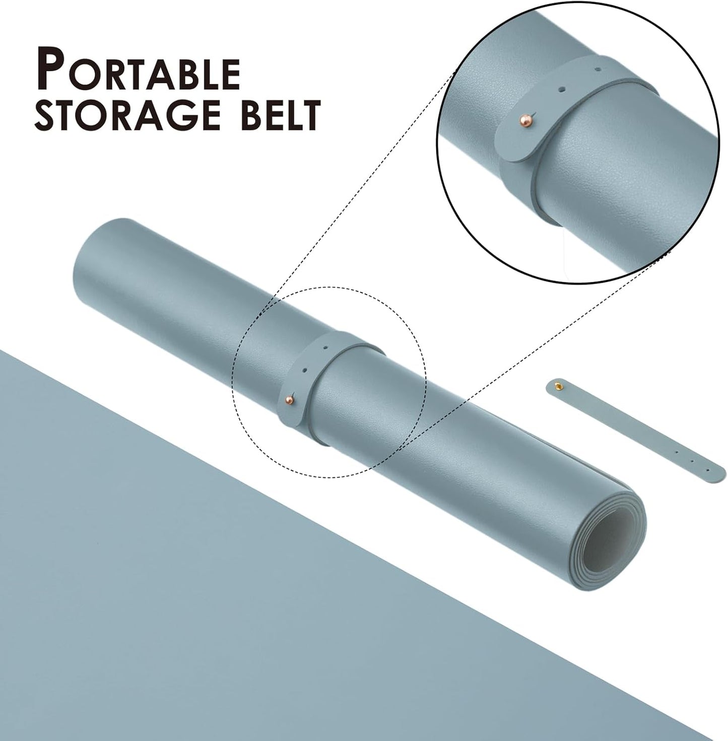 HOMIEAZICOZI Leather Desk Mat - Non-Slip PU Pad for Office and Home Organization Accessories Ideal Large Mouse Mats on Top of Desks (Light Blue,36''x 17'') (DPD-LB-L)