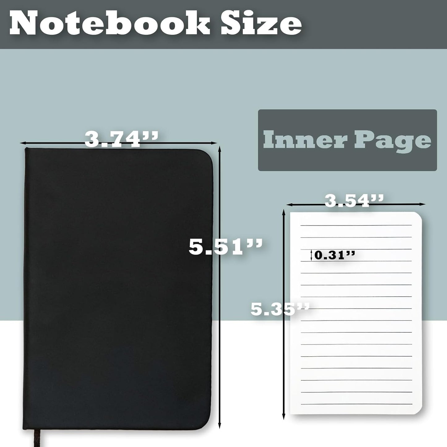 2 Pack Notebook Journal, 160 Pages Pocket Notepad with Waterproof Cover, Mini Memo Pads for Home, School, College, Office, Work, Travel (Black)