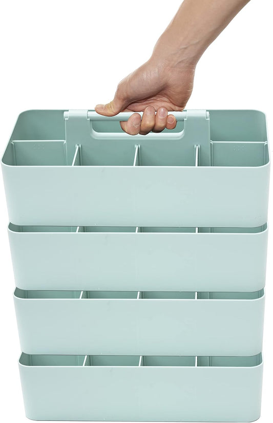 -Large Portable Caddy, DIY Dividers, 8 Compartments, School Office Supplies Home Business Organizer,Portable Basket with Handle Storage Organizer Modern Made in USA (4 PACK, Mint)