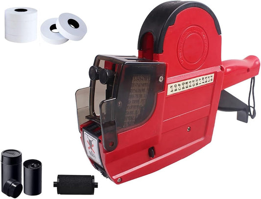 2-Line 20 Digits Price Label Gun with Letters A-Z,Pricing Labeler with 5 Rolls/2800 Stickers 3 Inkers,Tag Maker Machine for Office Retail Shop Grocery Store Yard Sale