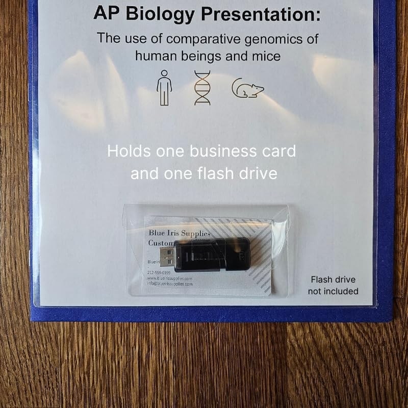 Business Card Pocket - Flash Drive Pocket - Self Adhesive - Open Long - Resealable Flap - BIS10130 (50-Pack), Clear