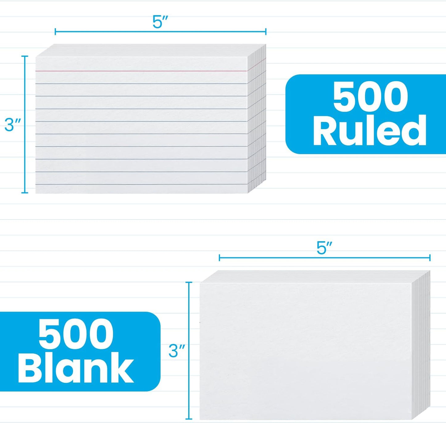 Oxford 3"x5" Index Cards Bundle - White, Unruled Blank Cards for Creative Uses & Lined Cards for Neat Notes, Study Flashcards, Recipes, To-Do Lists & Organizing, 1000 Count (5 Packs of 100 Each)