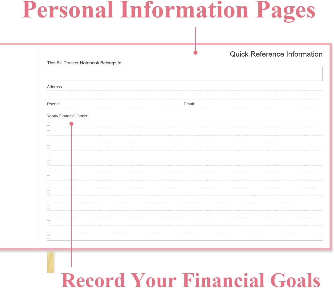 Bill Tracker Notebook - Monthly Bill Organizer & Planner for Personal Budgeting Financial, Payments Checklist Organizer, 7" x 10", Pink