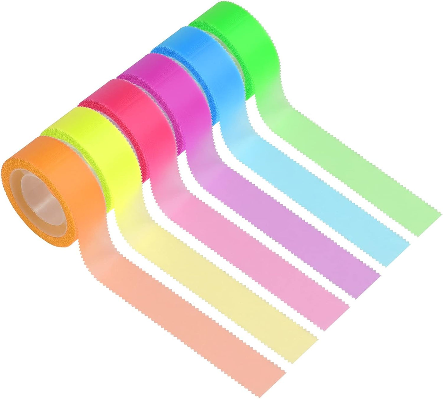 NEWEST 6 Rolls Highlighter Tapes, Removable Fluorescent Tapes Transparent Marking Sticker for Teachers Students Reading, 32 ft Per Roll, Neon
