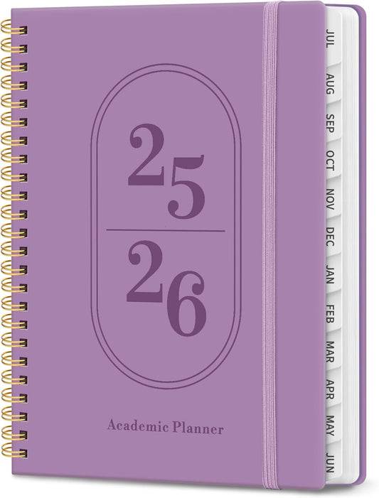 Planner 2025-2026, Academic Year Weekly and Monthly Calendar Planner, July 2025 - June 2026, Spiral Bound School Planning Tool, Perfect for Teacher, Student, Woman & Men - A4 (8.5" x 11"), Purple