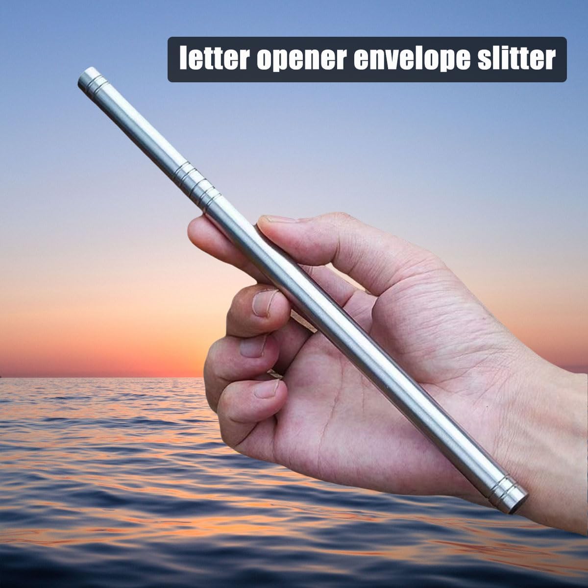 4.13" All-steel Fancy Letter Opener Envelope Slitter, Office Desktop Mail Opener, Stainless Steel Letter Envelope Knife for Home, Office (Stick Shaped, Sliver)