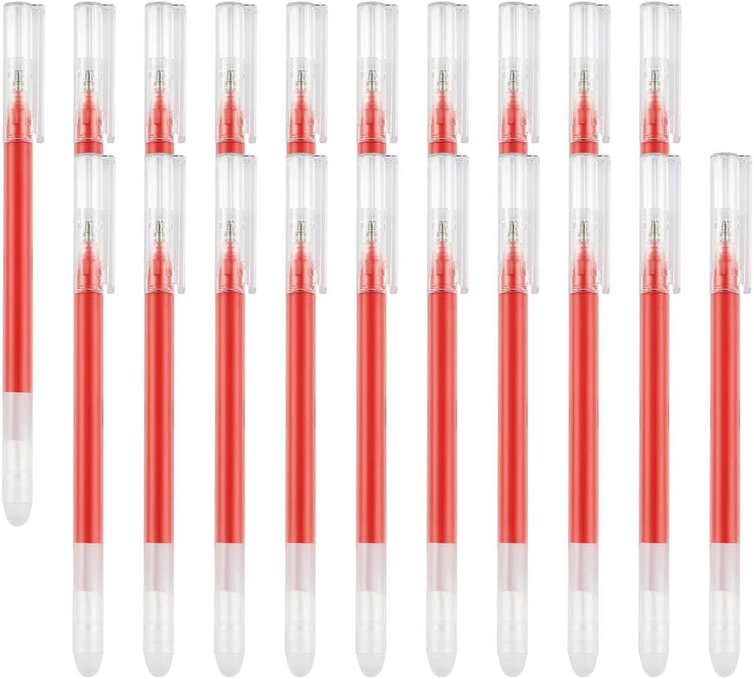 Volcanics Red Erasable Gel Ink Pens 20 Pack – Smooth Writing Heat Erasable Gel Pens with Cap, No Refill Needed, No Smudge, Perfect for School, Office, Journaling, Note Taking, Drawing