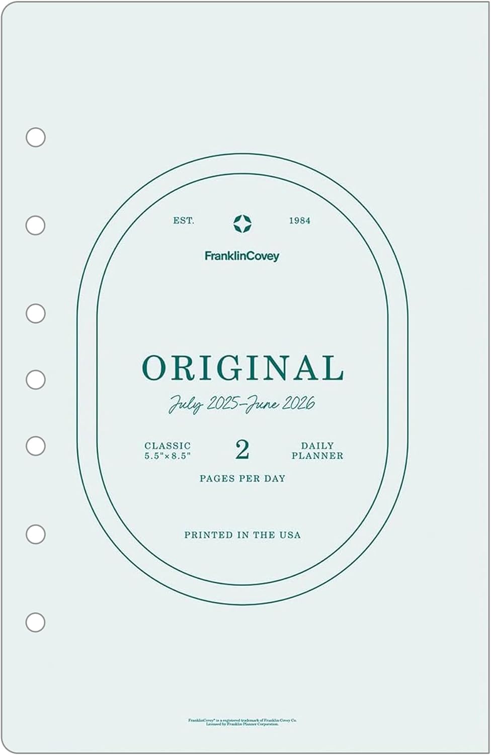 FranklinCovey - Original Two Page Per Day Ring-Bound Planner (Classic, Jul 2025 - Jun 2026)