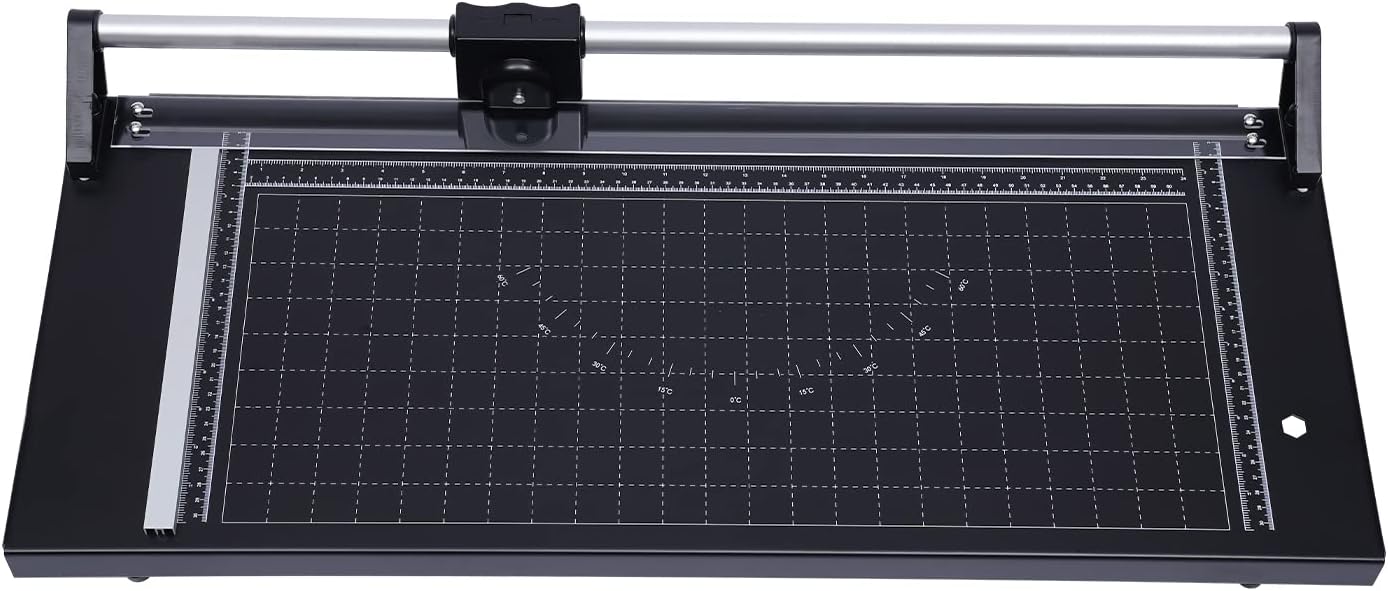 Rotary Paper Trimmer - Precision Cutting Tool with Self-Sharpening Blade for Photo Paper/Cardstock/Film, Heavy-Duty Craft Cutter for Scrapbooking & Office Use, Non-Slip Base & Angle Guide (24 inches)