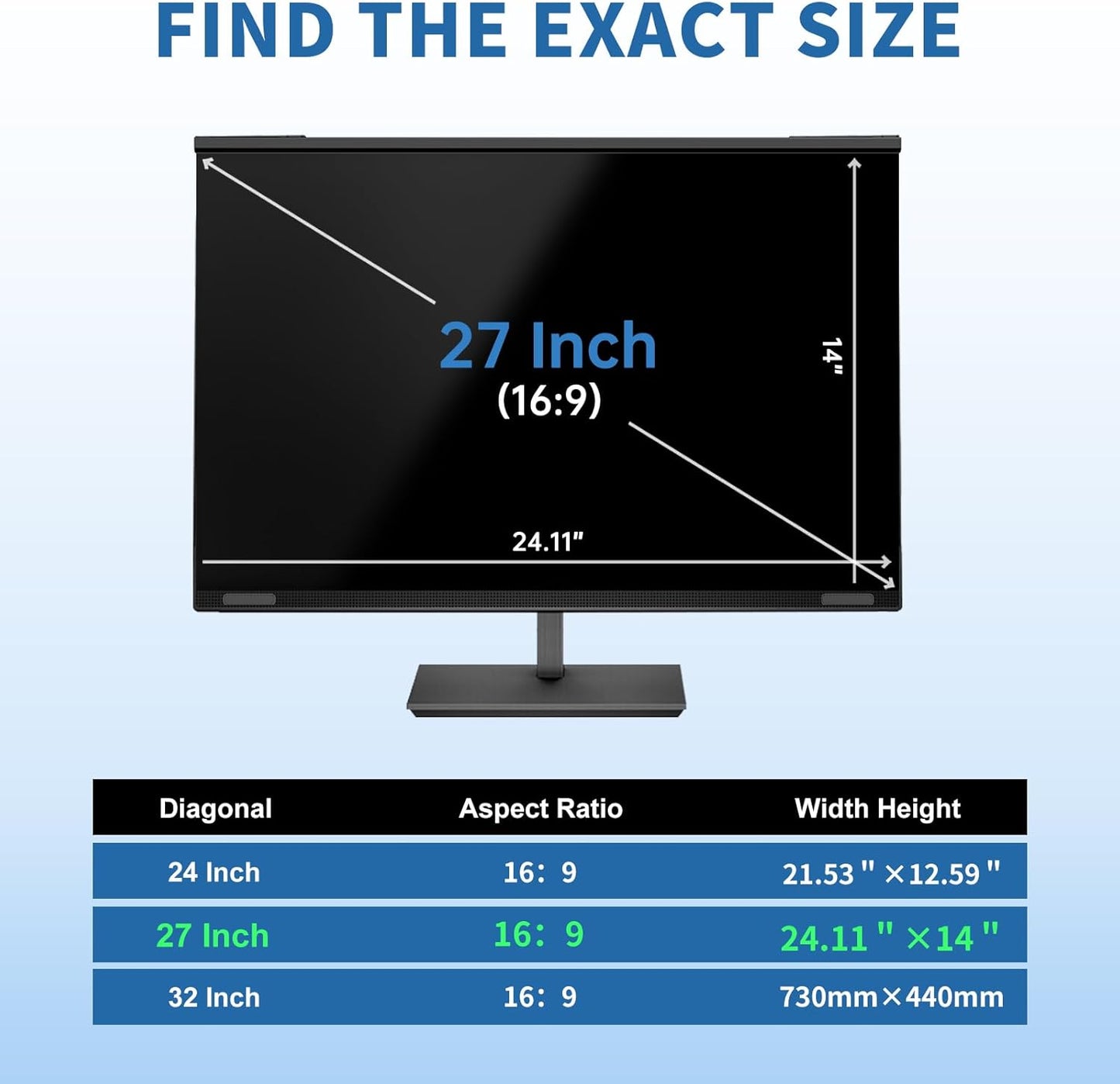 32 Inch Computer Privacy Screen Filter for 16:9 Widescreen Computer Monitor Magnetic Privacy Shield Computer Screen Protector Anti Glare and Blue Light