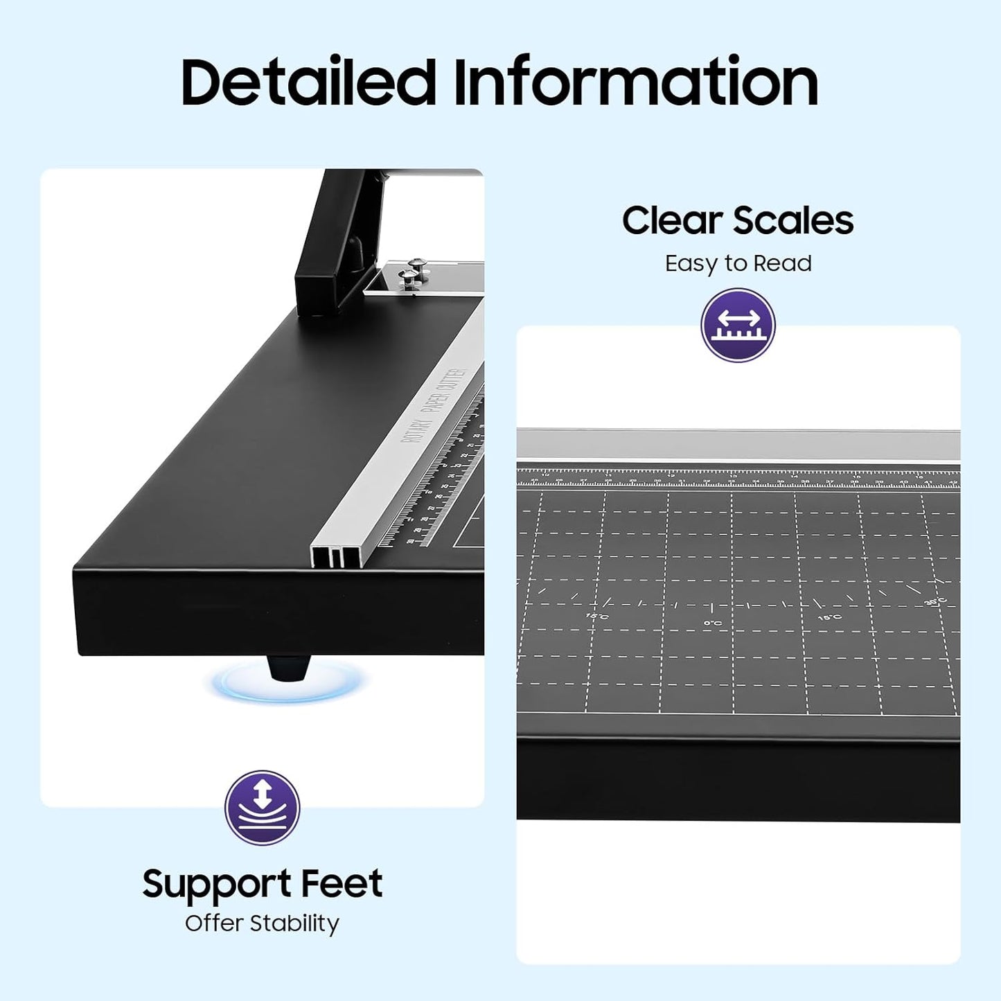 24 Inch Manual Precision Rotary Paper Trimmer, Metal Precision Paper Cutter with Pre-Printed Grids 0-60°Cutting Angle for Paper Less Than 1mm, Cutting Table 31.29 * 14.17 inches