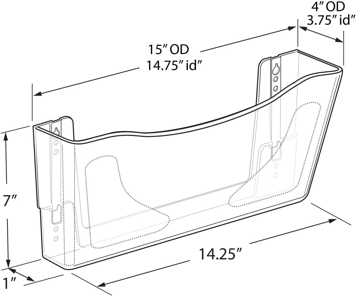 Azar Displays 250080-CLR-2PK Single Pocket Wall Mount File Holder, Clear Acrylic Vertical File Organizer for Office, Home, and School, Clear (2-Pack)