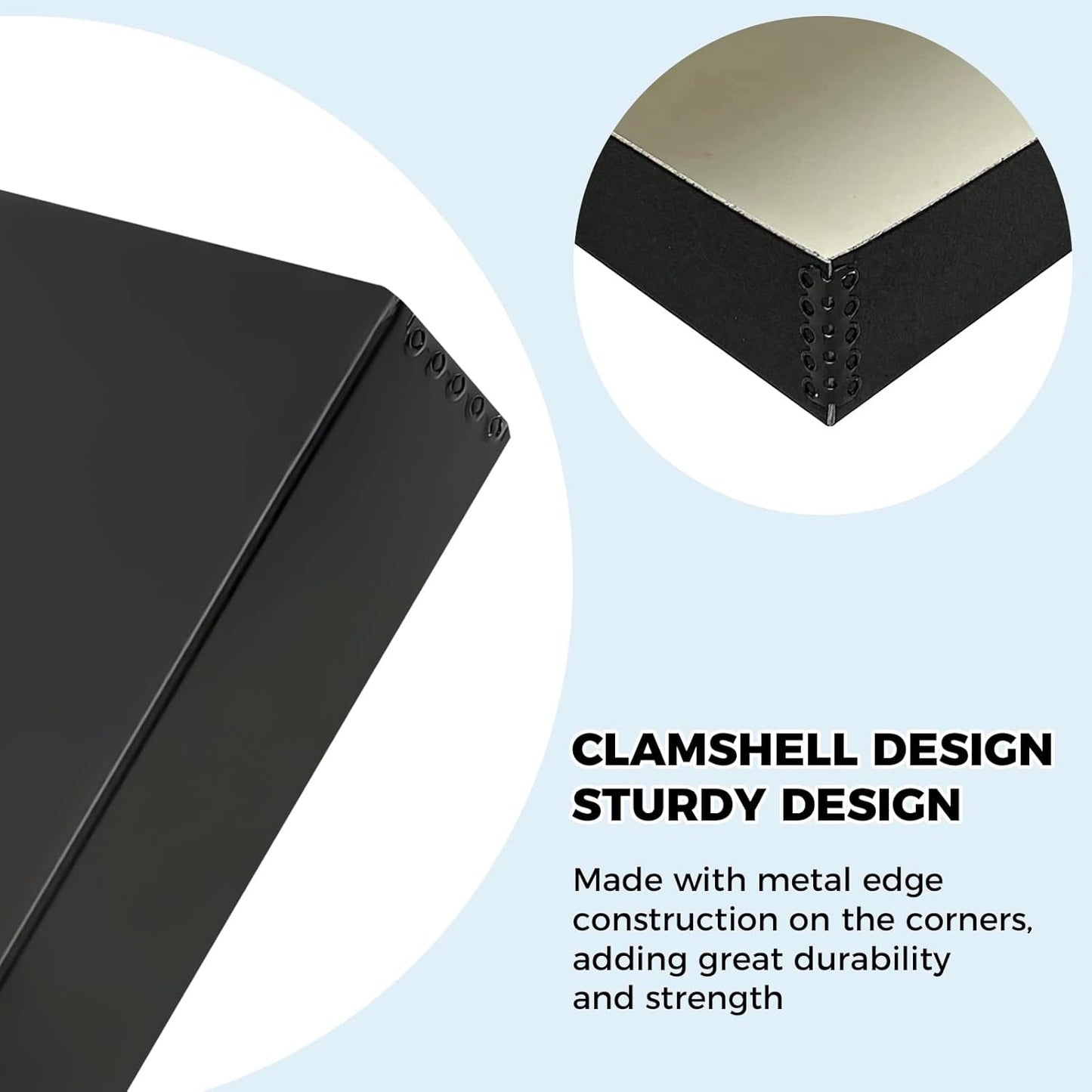 Golden State Art, Archival Folio Storage Box 11x14, Clamshell Design with Metal Edge, Preserve And Store Photos Documents Cards Prints Arts Crafts DIY, Black