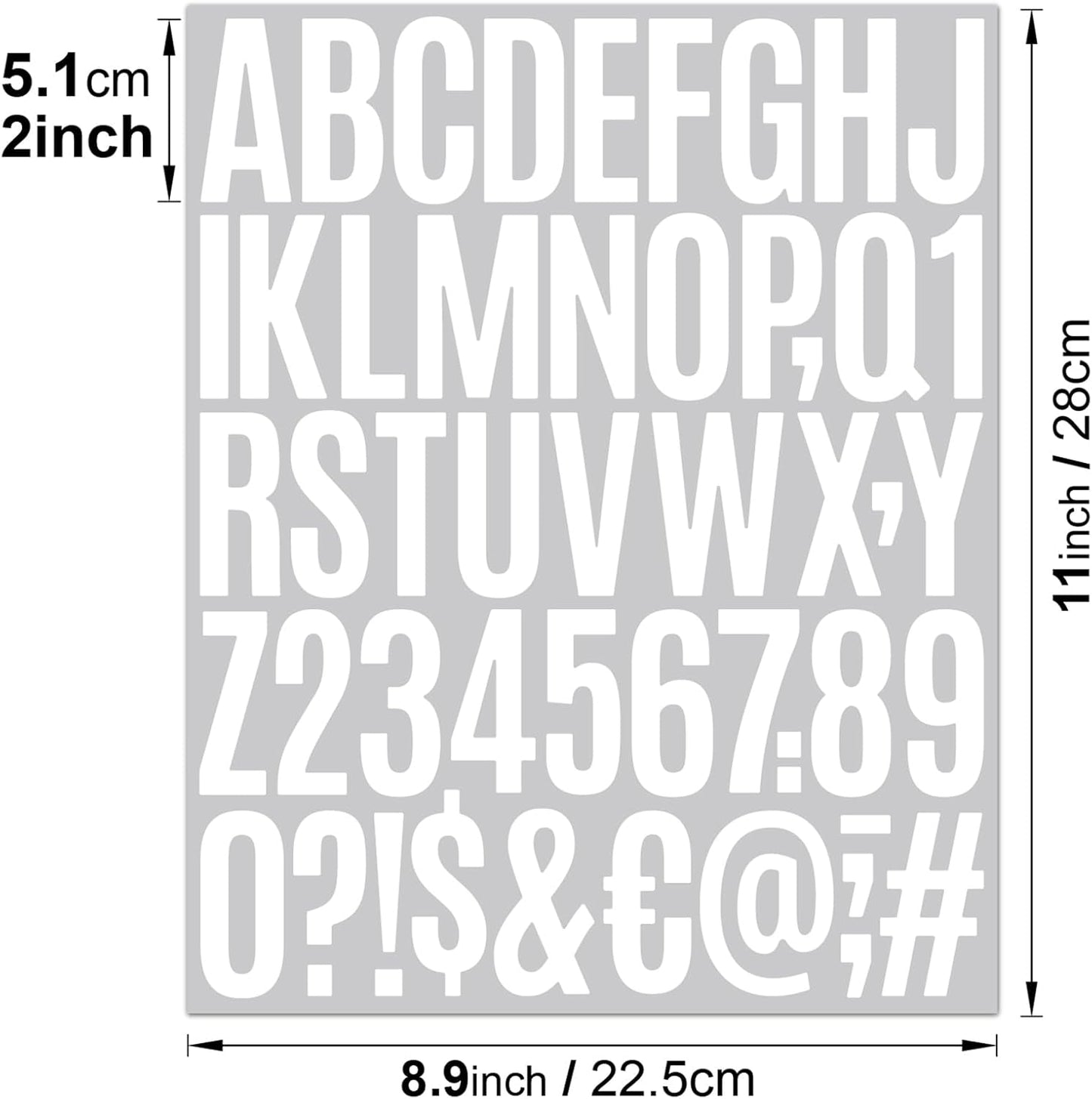 1000 Pcs 2 Inch Waterproof Letter Stickers - Self-Adhesive Vinyl Includes 20 Sheets of Alphabet, Numbers & Symbols for Mailbox, Door, Window, Address, Business Signs, Vehicles & More (White)